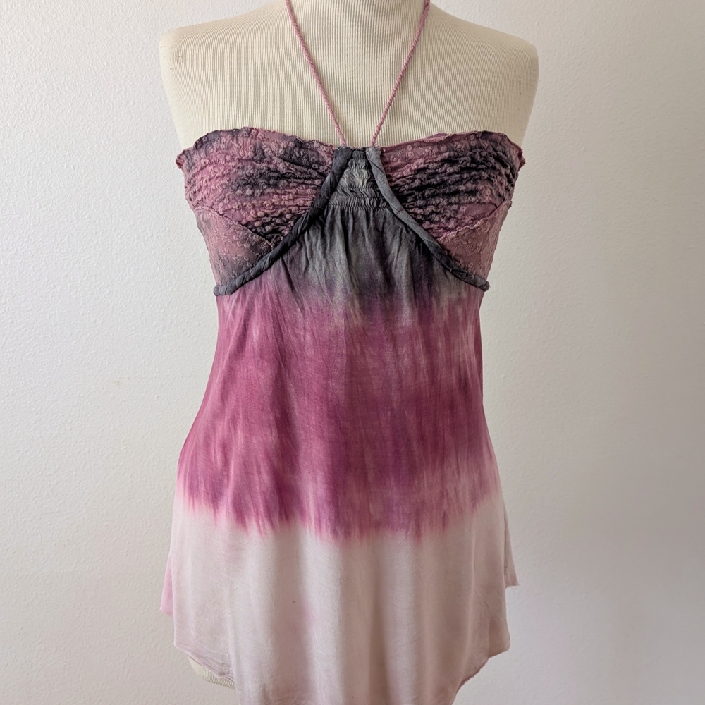 Free People Pink and Gray Textured Top